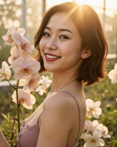 mira-sison-posing-with-orchids-botanical-garden